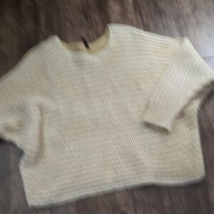 VENTI6 Cozy Cream Knit Sweater batwing Made In Italy Moher Blend Sz M Oversized